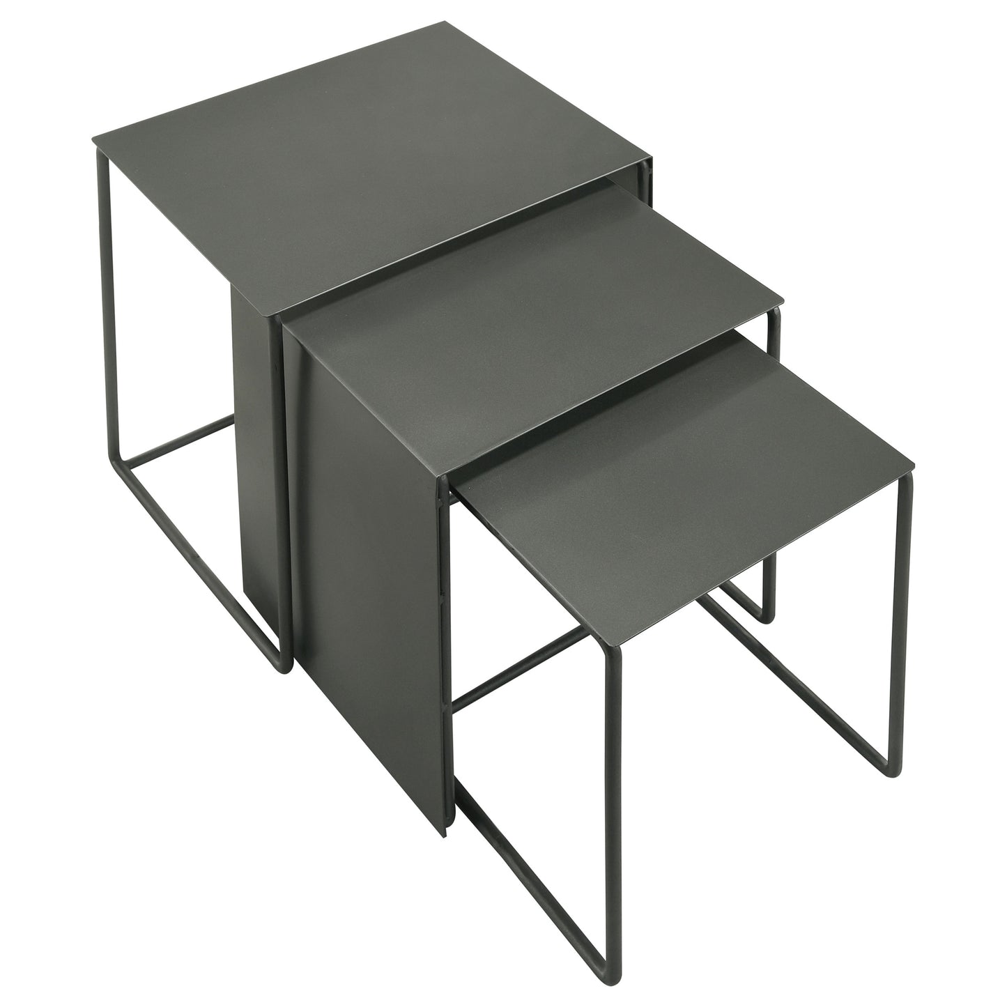 Imez 3-piece Rectangular Metal Nesting Table Set Grey