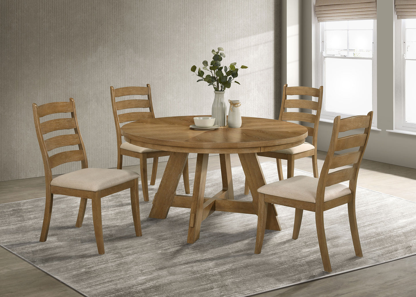 Danvers 5-piece Dining Table Set Brown Oak and Beige