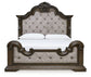 Maylee King Upholstered Bed with Mirrored Dresser and Nightstand