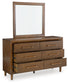 Lyncott King Upholstered Bed with Mirrored Dresser and Nightstand