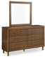 Lyncott Queen Upholstered Bed with Mirrored Dresser