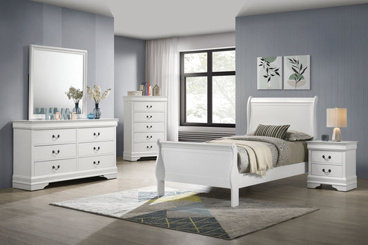 Louis Philippe 5-piece Twin Bedroom Set White