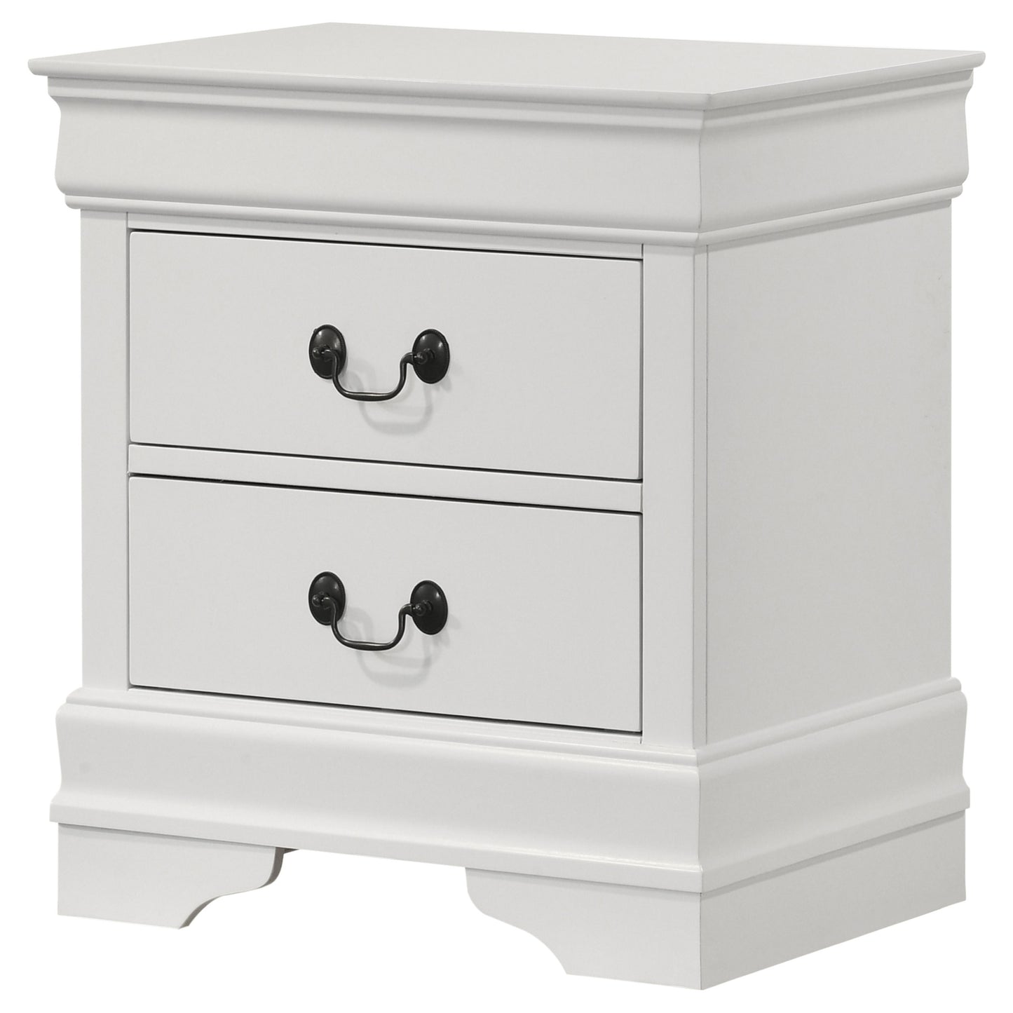 Louis Philippe 2-drawer Nightstand Bedside Table White