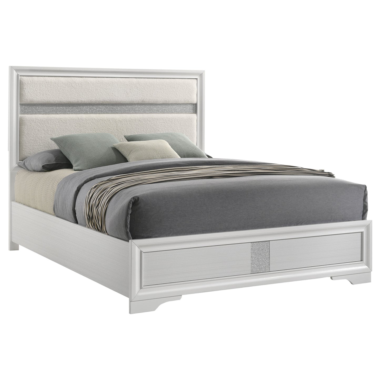 Miranda 55-inch Upholstered California King Panel Bed White