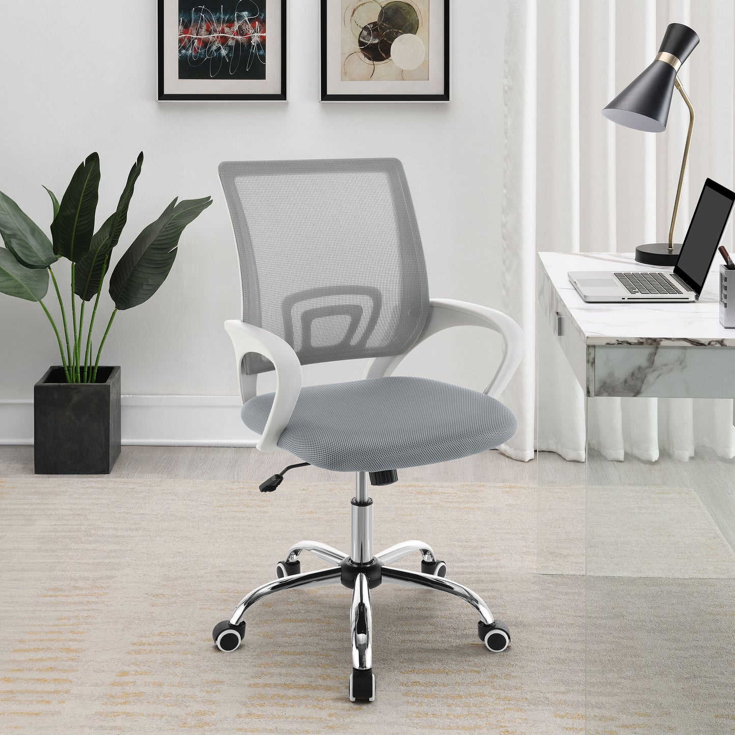 Felton Upholstered Adjustable Home Office Desk Chair Grey