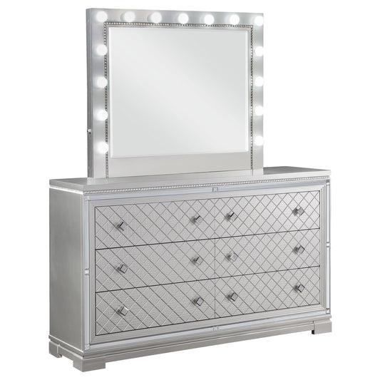 Eleanor 6-drawer Dresser with Mirror Metallic Mercury