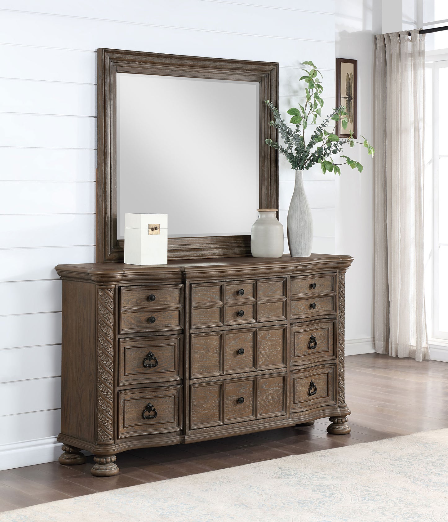 Emmett 9-drawer Dresser with Mirror Walnut