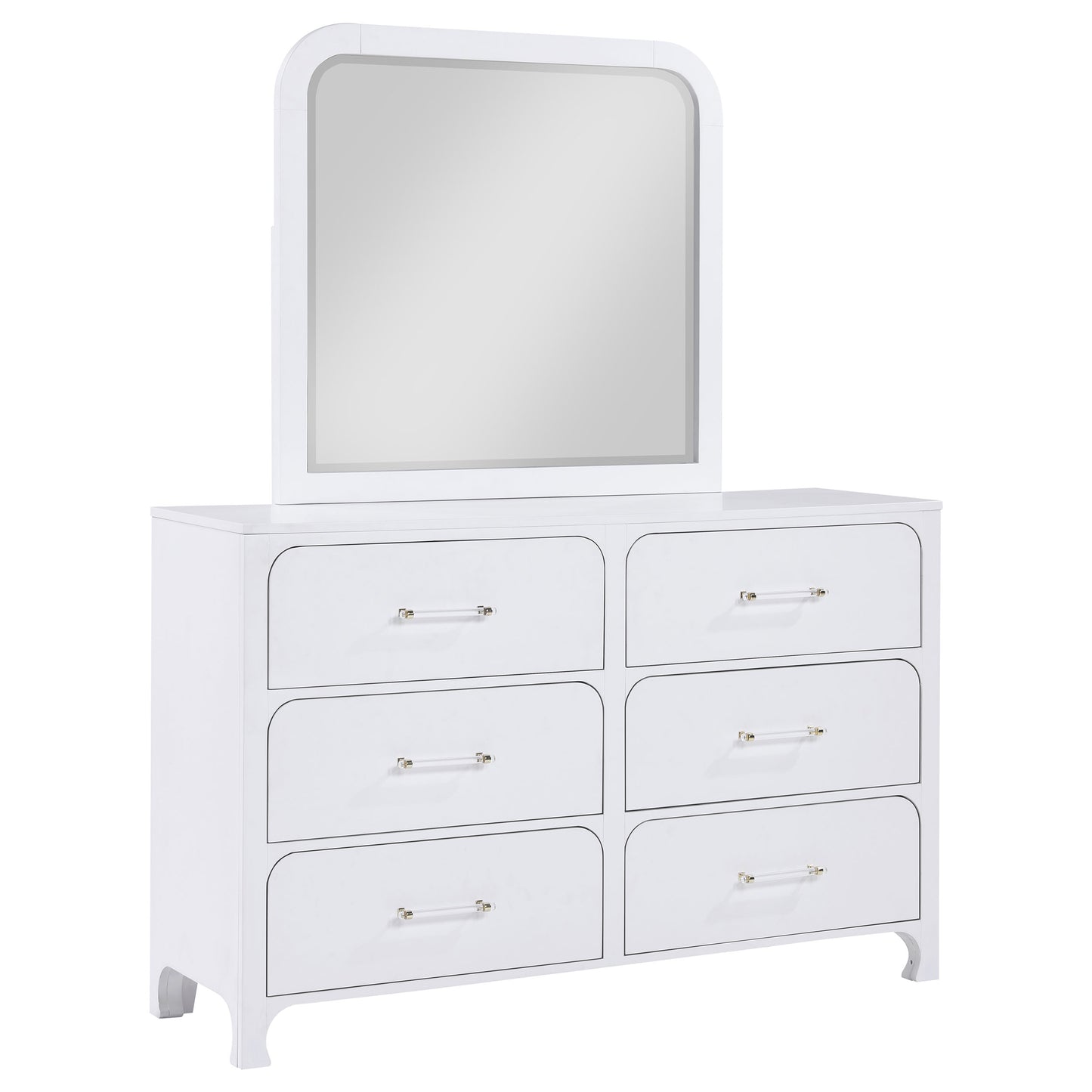 Anastasia 6-drawer Dresser with Mirror Pearl White