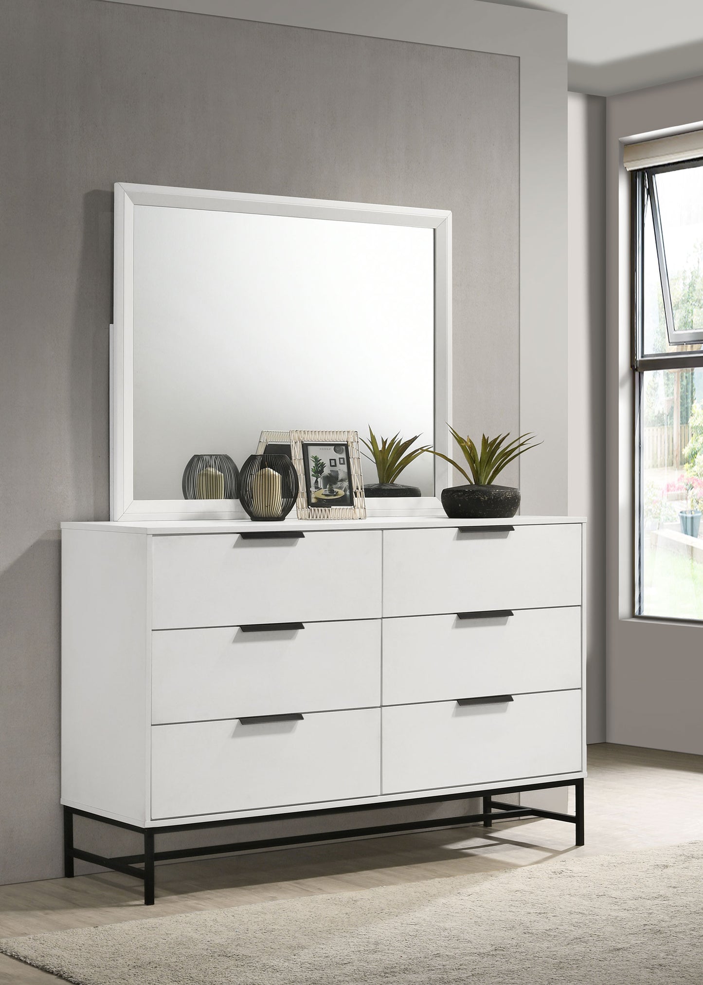 Sonora 6-drawer Dresser with Mirror White