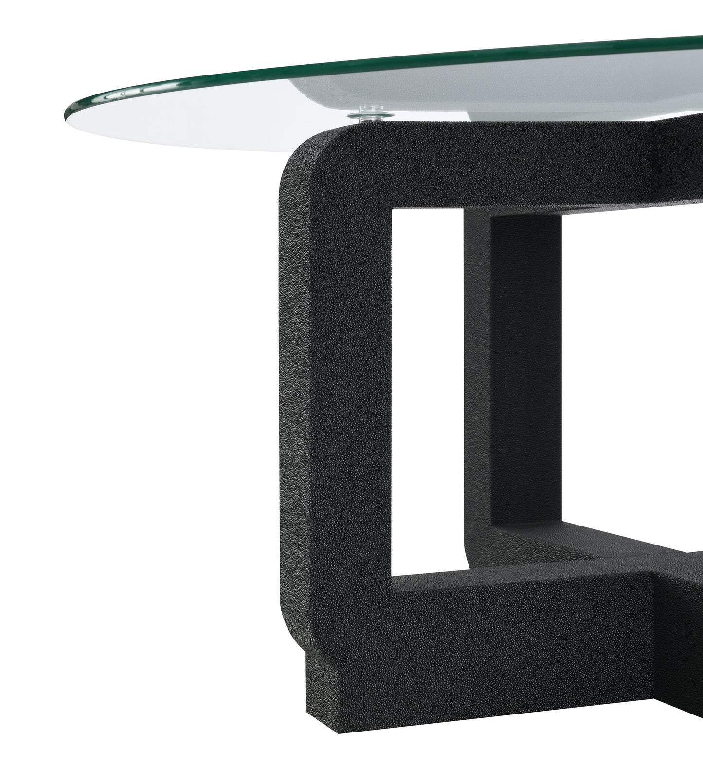 Acklin Round Clear Glass Top Side End Table Black