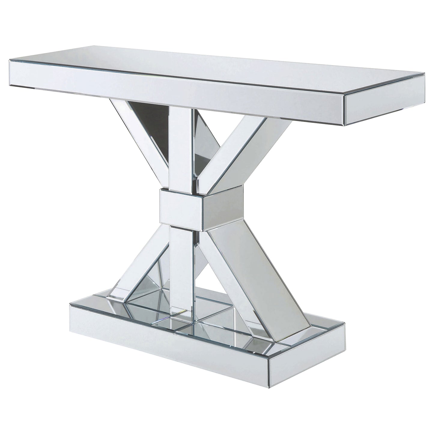 Lurlynn X-shaped Mirrored Entryway Console Table Silver