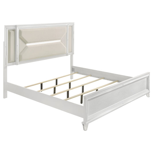 Marmore 64-inch Eastern King Panel Bed LED Headboard White