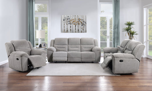 Gilson 3-piece Chenille Upholstered Sofa Set Grey