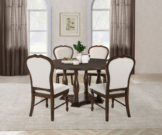 Landon 7-piece 60-inch Round Dining Table Set Rich Brown