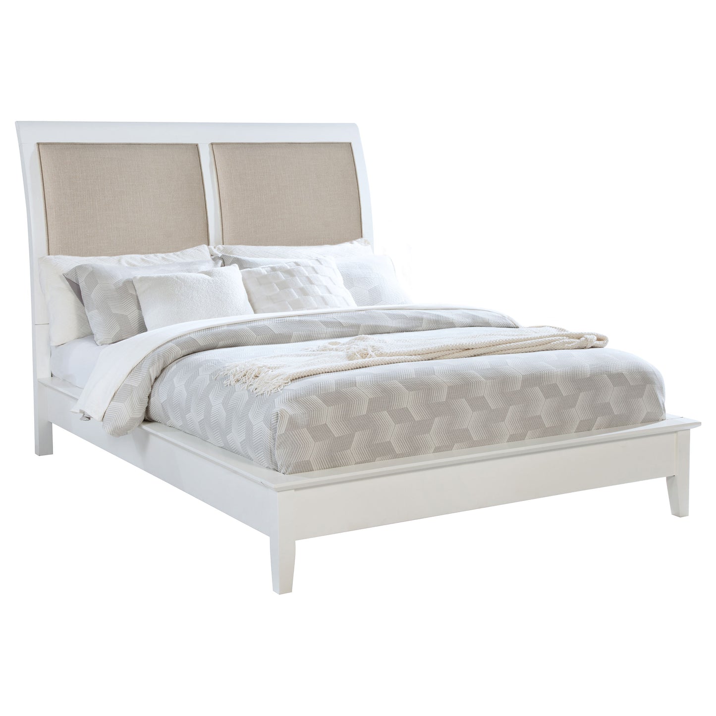 Bexhill 56-inch Upholstered Eastern King Panel Bed White