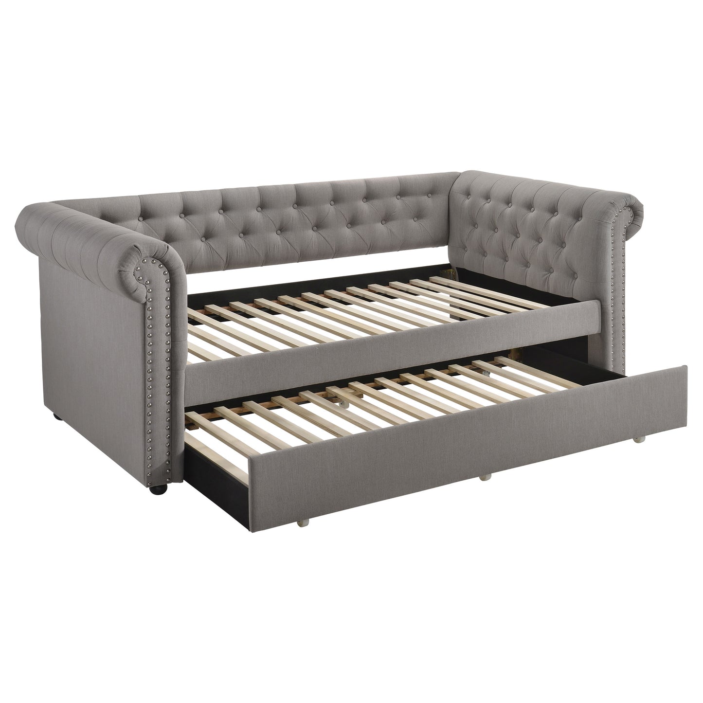 Kepner Upholstered Twin Daybed with Trundle Grey