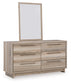 Hasbrick King Panel Headboard with Mirrored Dresser, Chest and 2 Nightstands