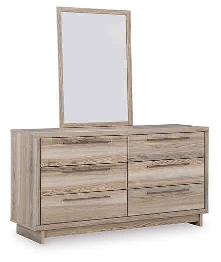 Hasbrick King Panel Headboard with Mirrored Dresser and Chest