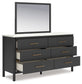 Cadmori Full Upholstered Bed with Mirrored Dresser, Chest and Nightstand