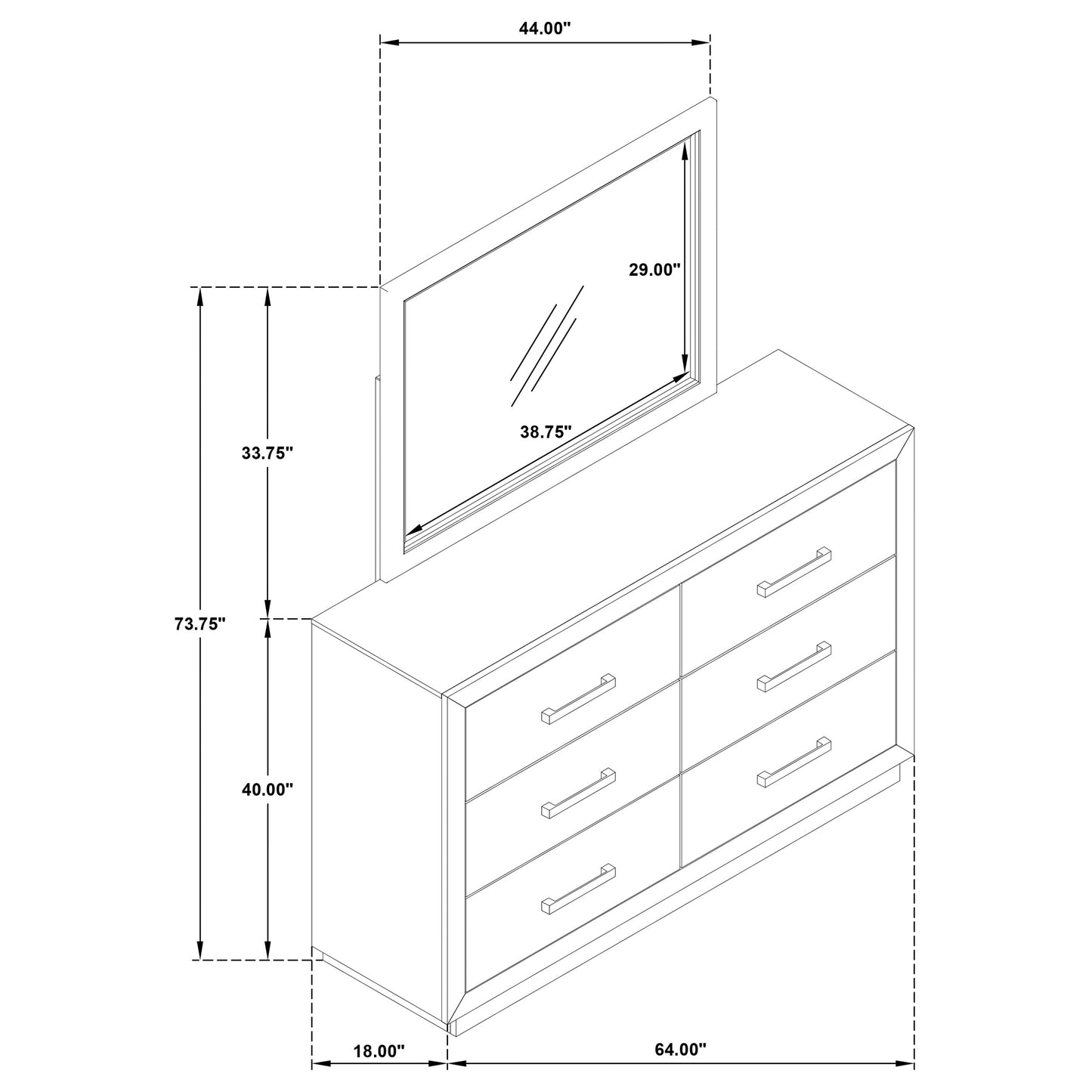 Kenora 6-drawer Dresser and Mirror Barley Brown