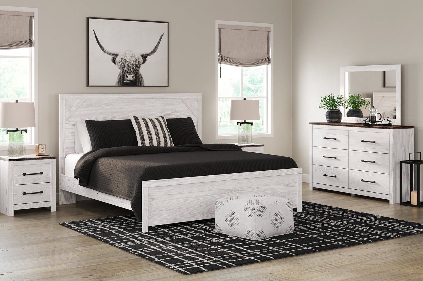 Gerridan King Panel Bed with Mirrored Dresser and 2 Nightstands at Cloud 9 Mattress & Furniture furniture, home furnishing, home decor