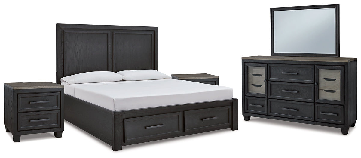 Foyland Queen Panel Storage Bed with Mirrored Dresser and 2 Nightstands at Cloud 9 Mattress & Furniture furniture, home furnishing, home decor