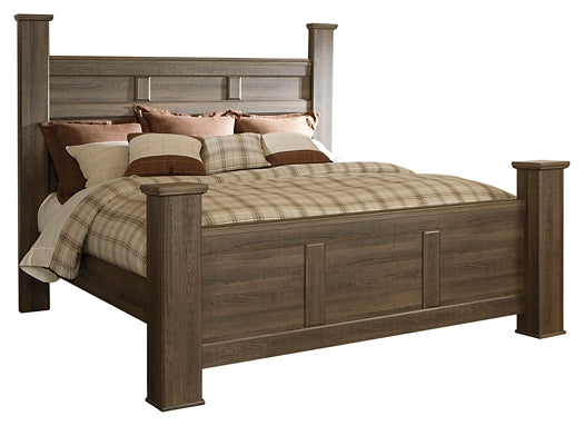 Juararo California King Poster Bed with Mirrored Dresser and Chest at Cloud 9 Mattress & Furniture furniture, home furnishing, home decor