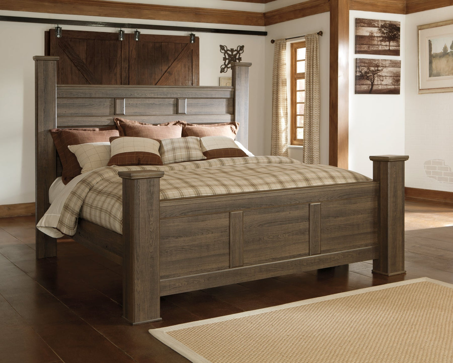 Juararo California King Poster Bed with Mirrored Dresser and Chest at Cloud 9 Mattress & Furniture furniture, home furnishing, home decor