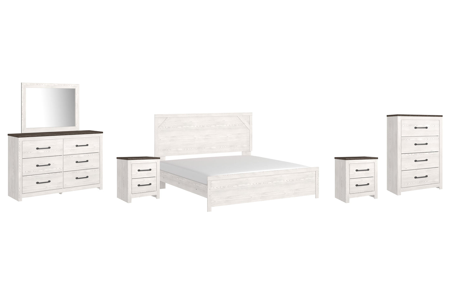 Gerridan King Panel Bed with Mirrored Dresser, Chest and 2 Nightstands at Cloud 9 Mattress & Furniture furniture, home furnishing, home decor