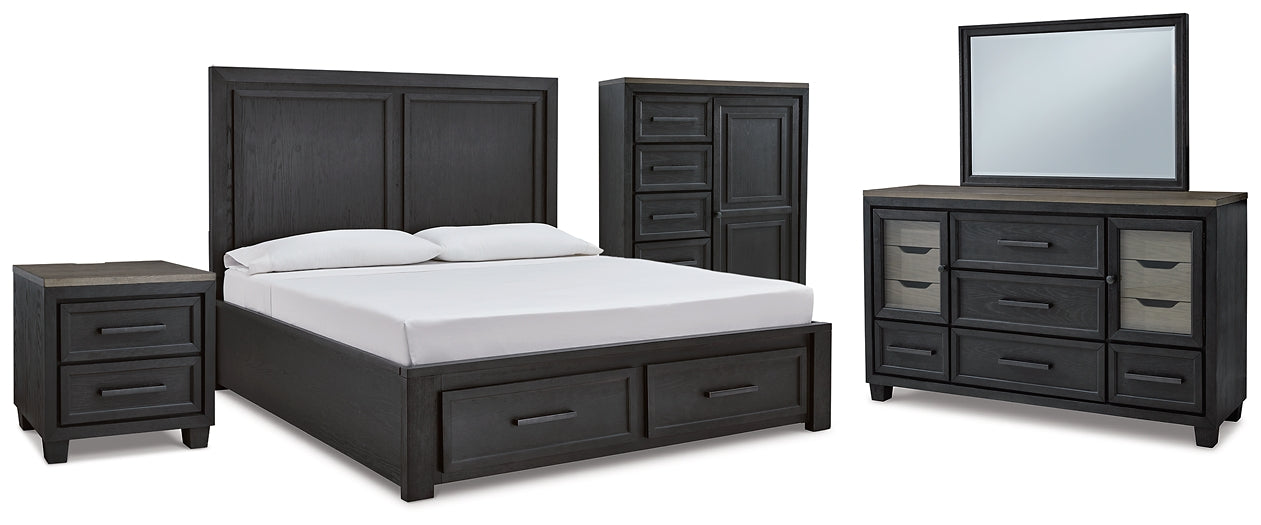 Foyland California King Panel Storage Bed with Mirrored Dresser, Chest and Nightstand at Cloud 9 Mattress & Furniture furniture, home furnishing, home decor