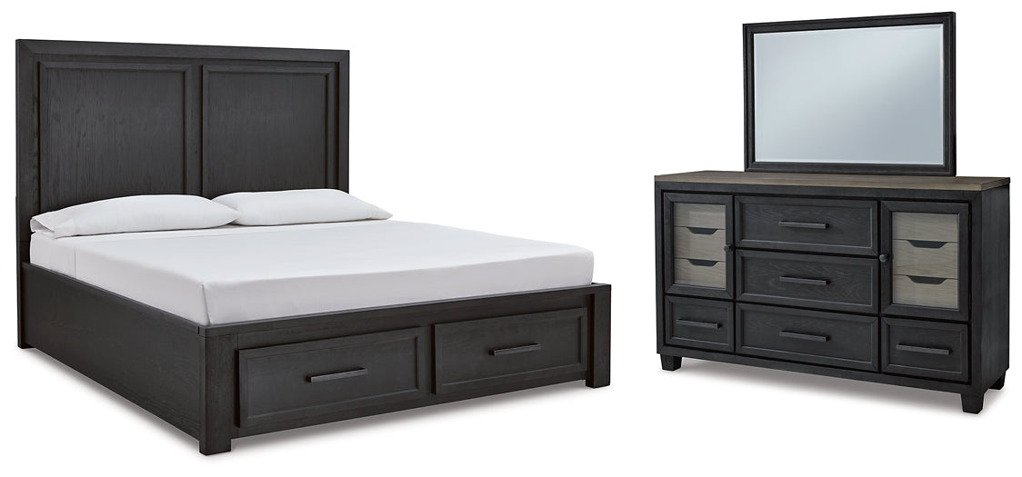 Foyland California King Panel Storage Bed with Mirrored Dresser at Cloud 9 Mattress & Furniture furniture, home furnishing, home decor