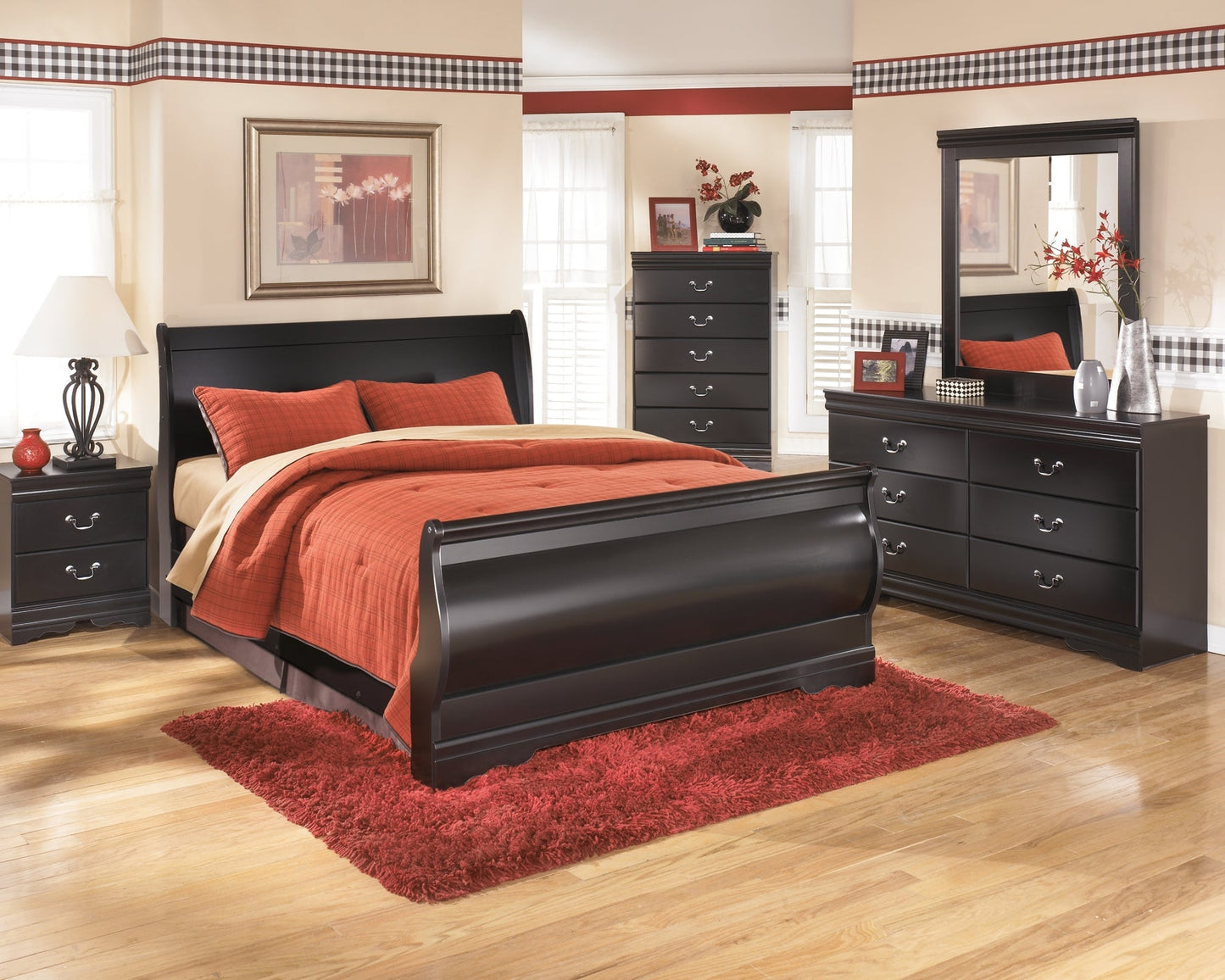 Huey Vineyard Queen Sleigh Bed with Mirrored Dresser, Chest and Nightstand at Cloud 9 Mattress & Furniture furniture, home furnishing, home decor