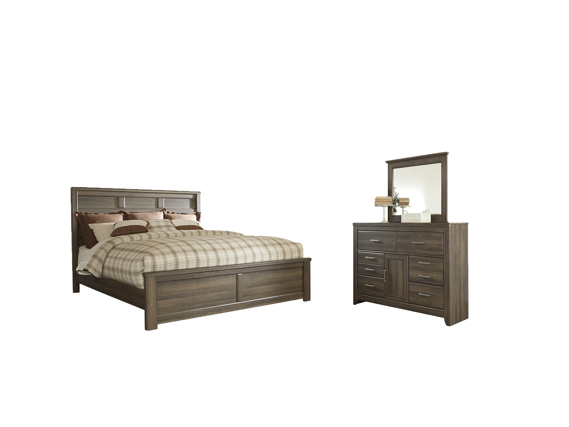 Juararo King Panel Bed with Mirrored Dresser at Cloud 9 Mattress & Furniture furniture, home furnishing, home decor