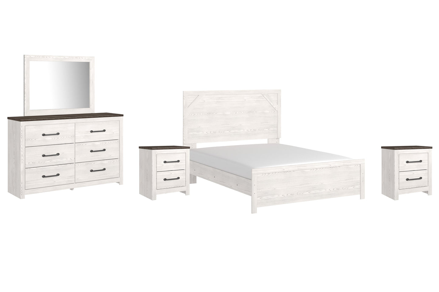 Gerridan Queen Panel Bed with Mirrored Dresser and 2 Nightstands at Cloud 9 Mattress & Furniture furniture, home furnishing, home decor