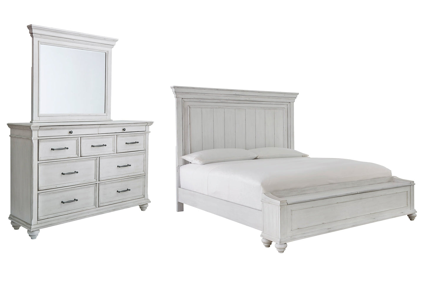 Kanwyn King Panel Bed with Storage with Mirrored Dresser at Cloud 9 Mattress & Furniture furniture, home furnishing, home decor