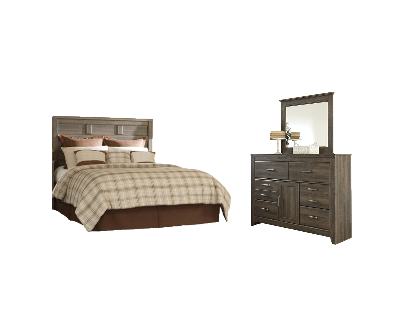 Juararo Queen Panel Headboard with Mirrored Dresser at Cloud 9 Mattress & Furniture furniture, home furnishing, home decor