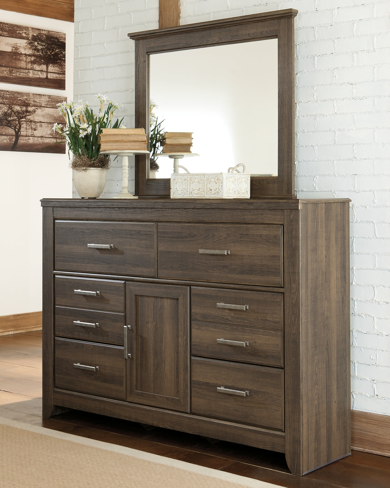 Juararo California King Poster Bed with Mirrored Dresser, Chest and Nightstand at Cloud 9 Mattress & Furniture furniture, home furnishing, home decor