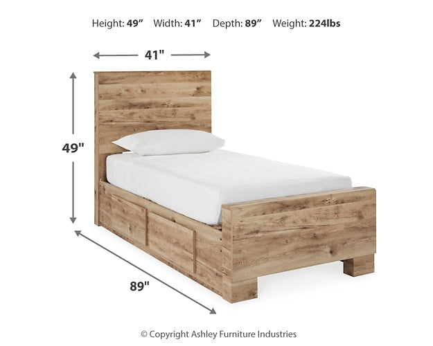 Hyanna Twin Panel Bed with Storage with Mirrored Dresser