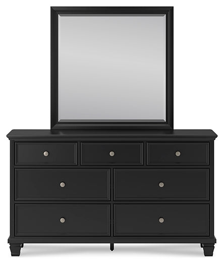 Lanolee King Panel Bed with Mirrored Dresser, Chest and 2 Nightstands