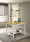 Edgeworth Kitchen Island Counter Table with Pot Rack White