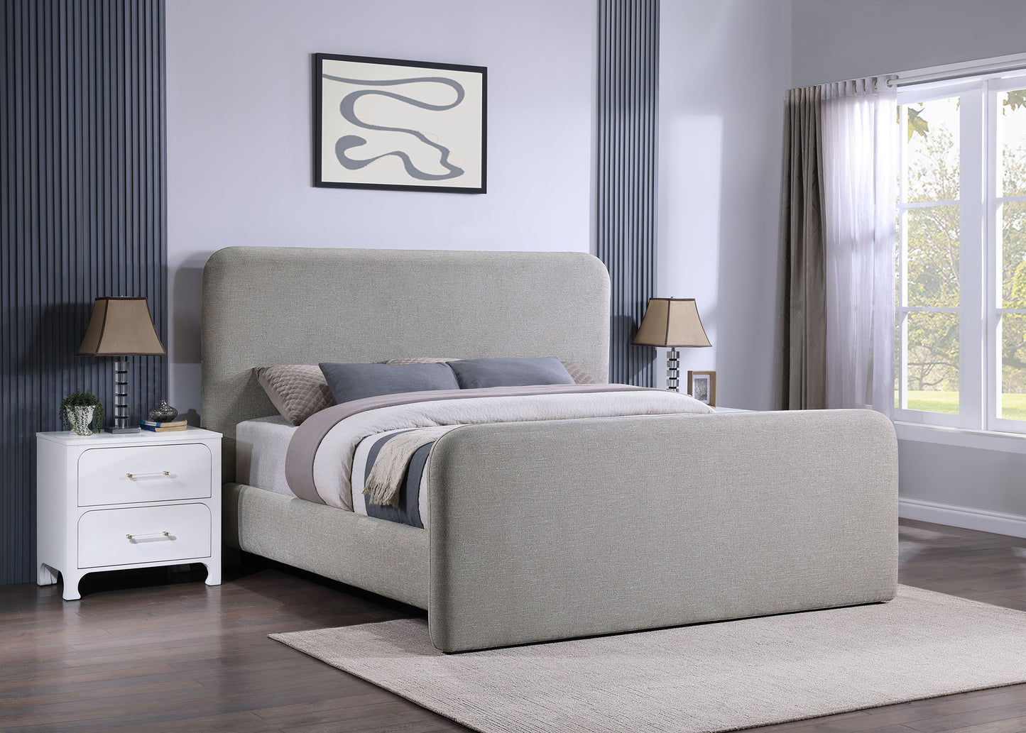 Wren Upholstered Eastern King Panel Bed Grey