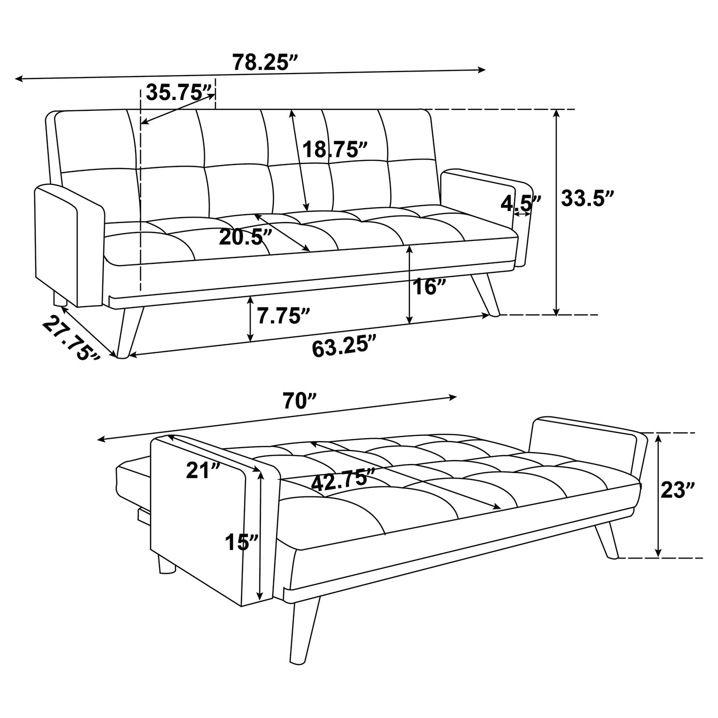 Kourtney Upholstered Tufted Convertible Sofa Bed Terracotta