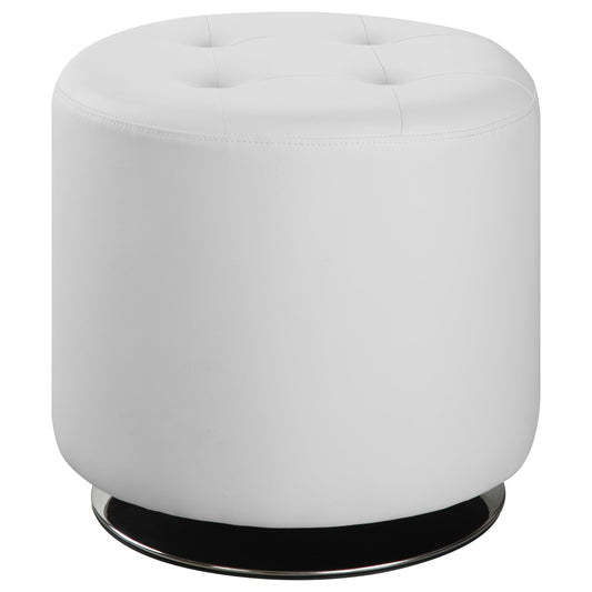 Bowman Round Upholstered Tufted Swivel Ottoman White