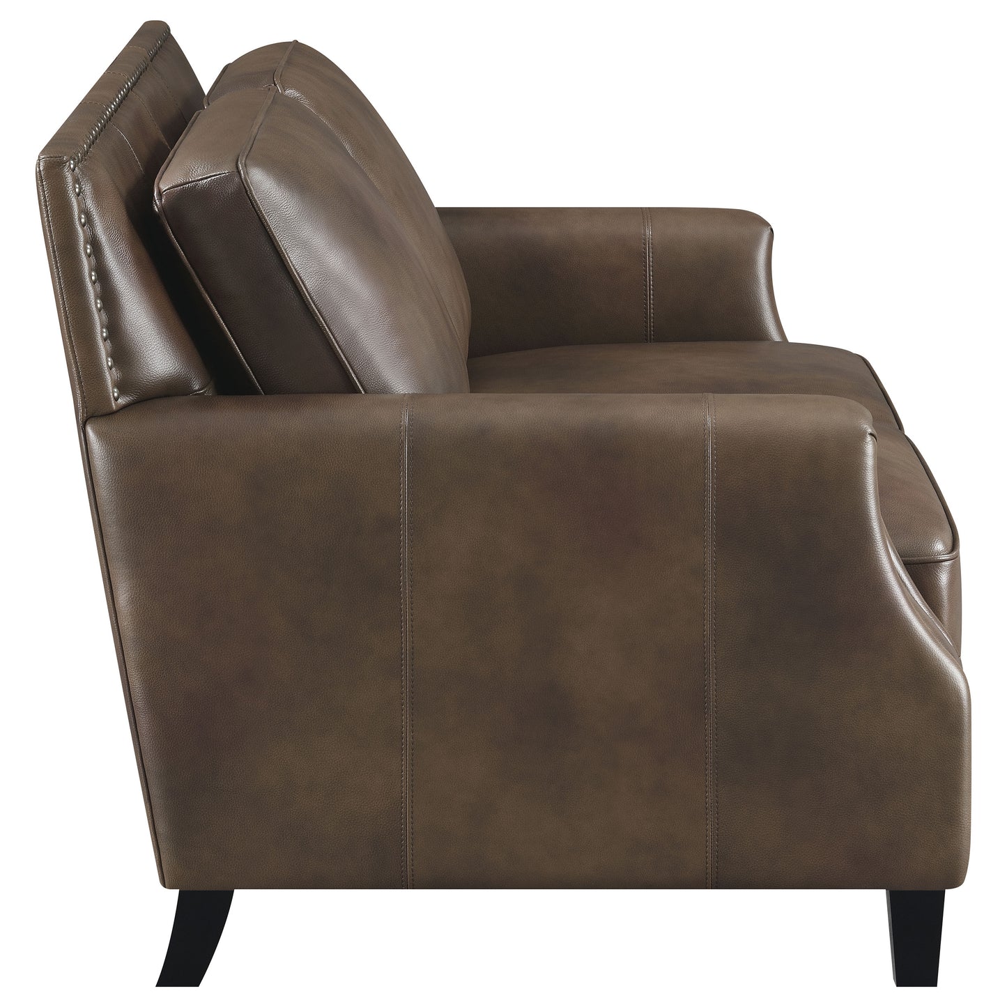 Leaton Upholstered Recessed Arm Loveseat Brown Sugar