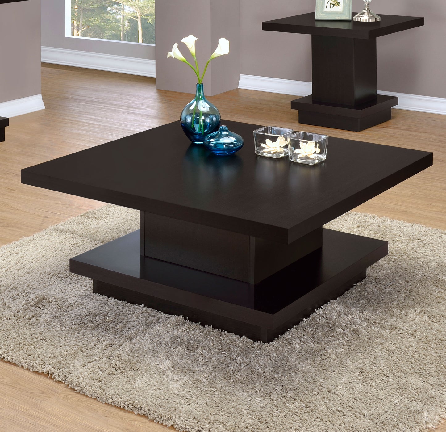 Reston Square Engineered Wood Coffee Table Cappuccino