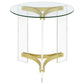 Janessa Round Glass Top Acrylic Leg End Table Matte Brass