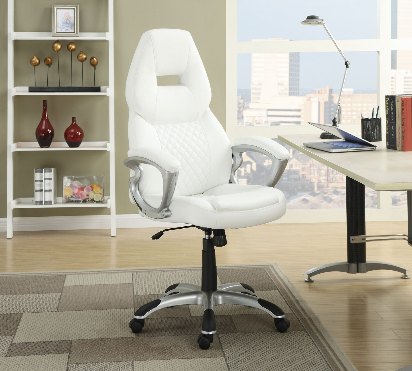 Bruce Upholstered Adjustable Home Office Desk Chair White