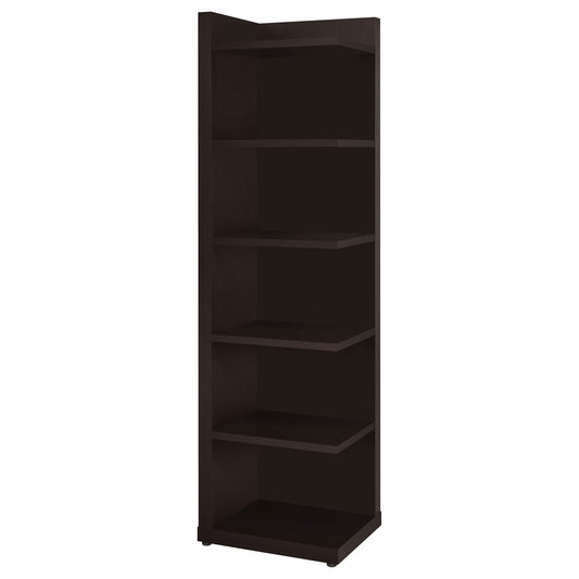 Alder 71-inch 6-shelf Corner Bookcase Cappuccino