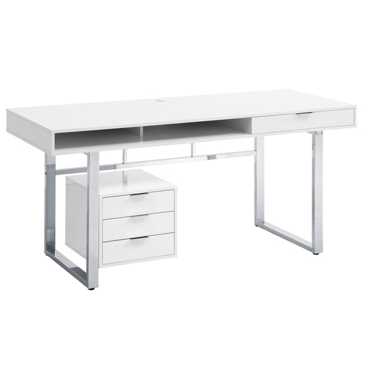 Whitman 65-inch 4-drawer Computer Desk White High Gloss