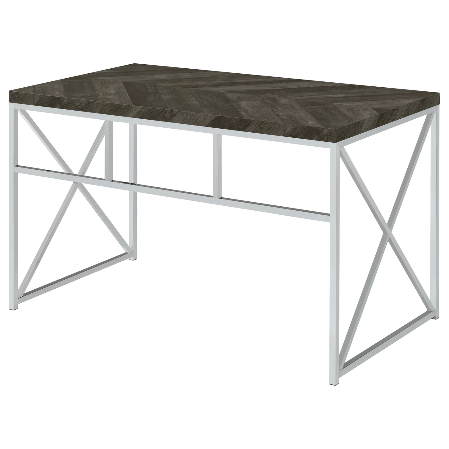 Grimma 47-inch Writing Office Desk Rustic Grey and Chrome